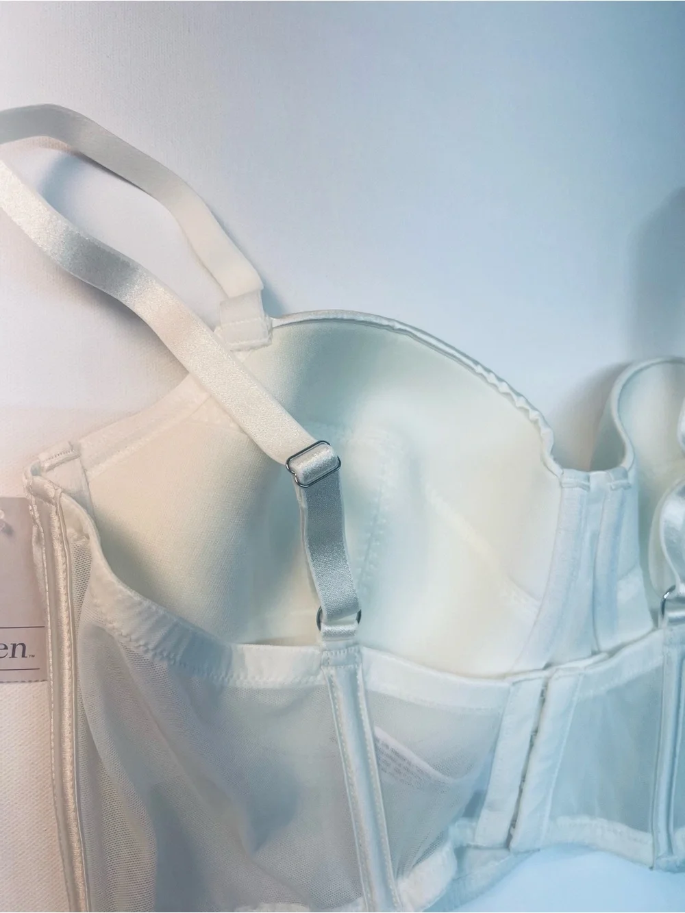 Auden Satin Longline Bra - Ivory